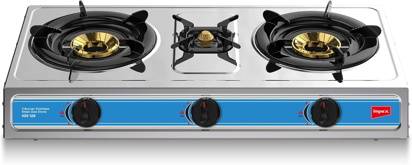Impex 3 Burner SS LP Gas Stove IGS 125 موقد غاز
