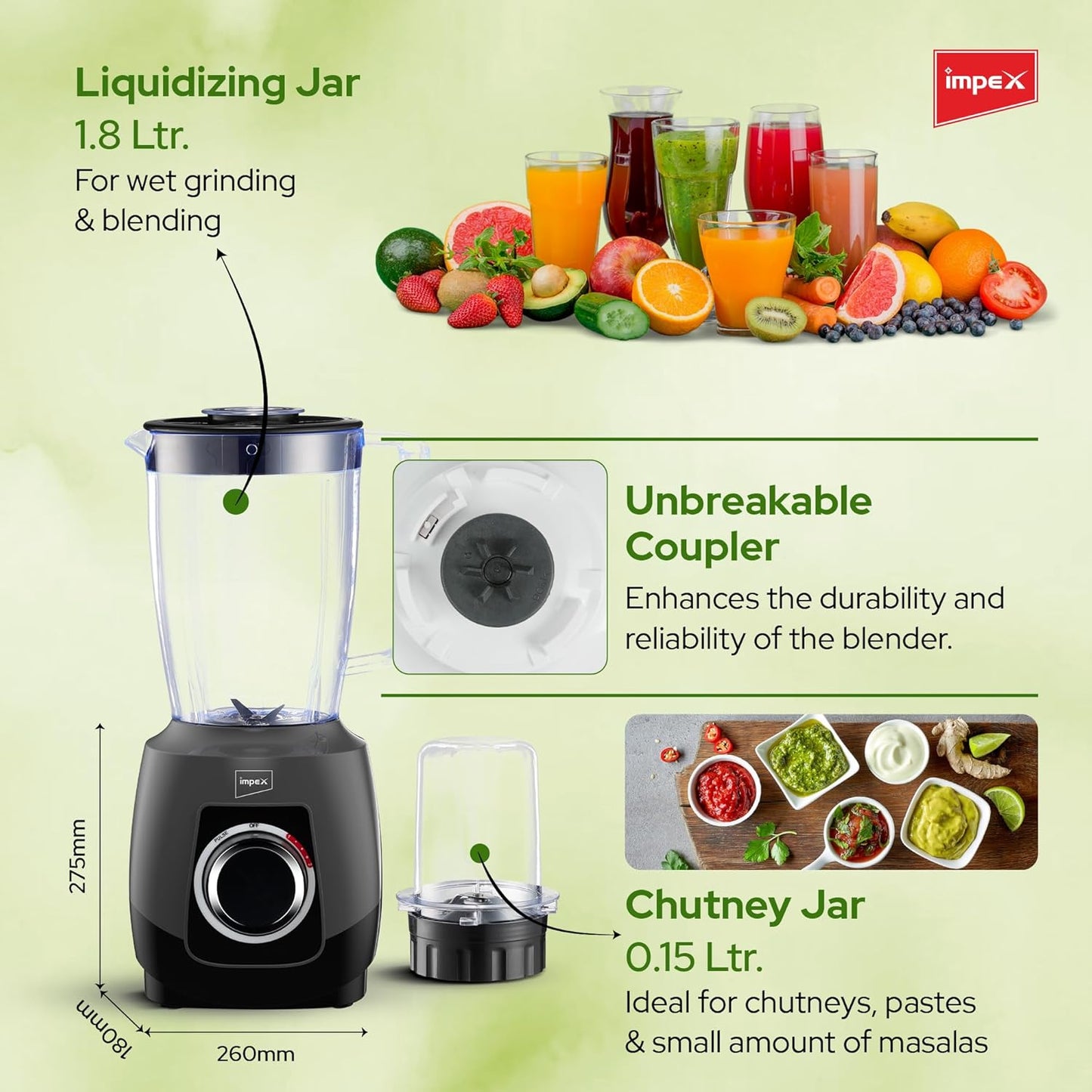 Impex 2 In 1 Blender 650W (BL3501A) خلاط
