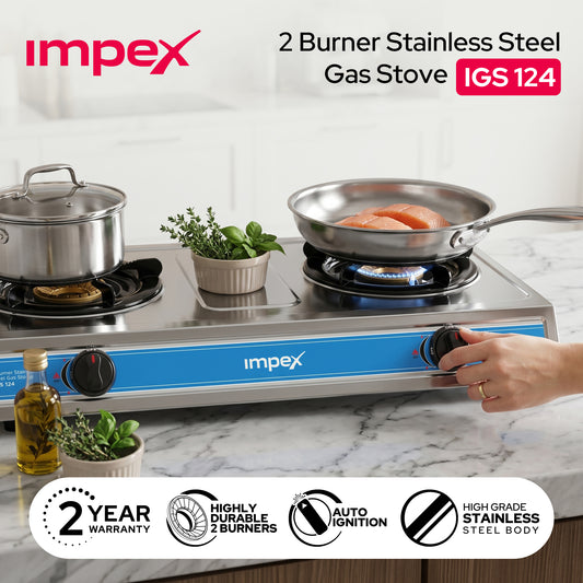 Impex 2Br SS LP Gas Stove IGS 124 موقد غاز