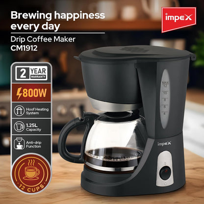 Impex 1.25L Drip Cofee Maker 800W (CM1912) صانع القهوة