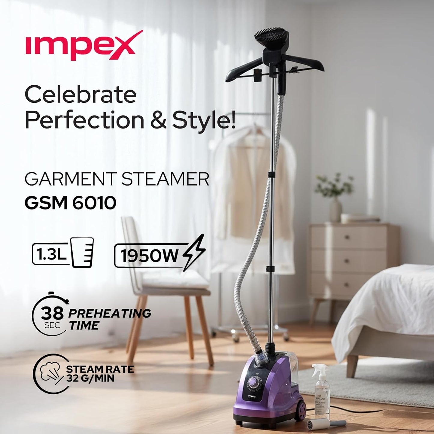 Impex Garment Steamer GSM6010 مكواه بخار علاق
