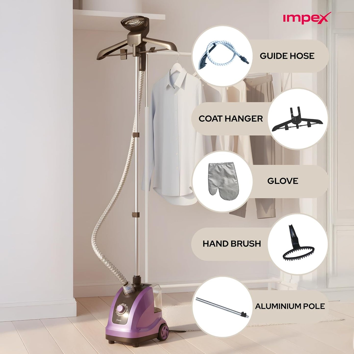Impex Garment Steamer GSM6010 مكواه بخار علاق