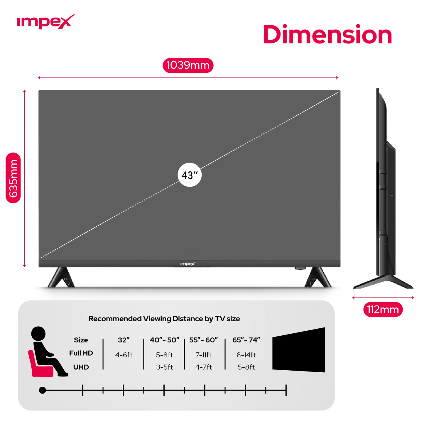 IMPEX 43 بوصة QLED FHD تلفاز جوجل (evoQ 43QLC2) التلفاز