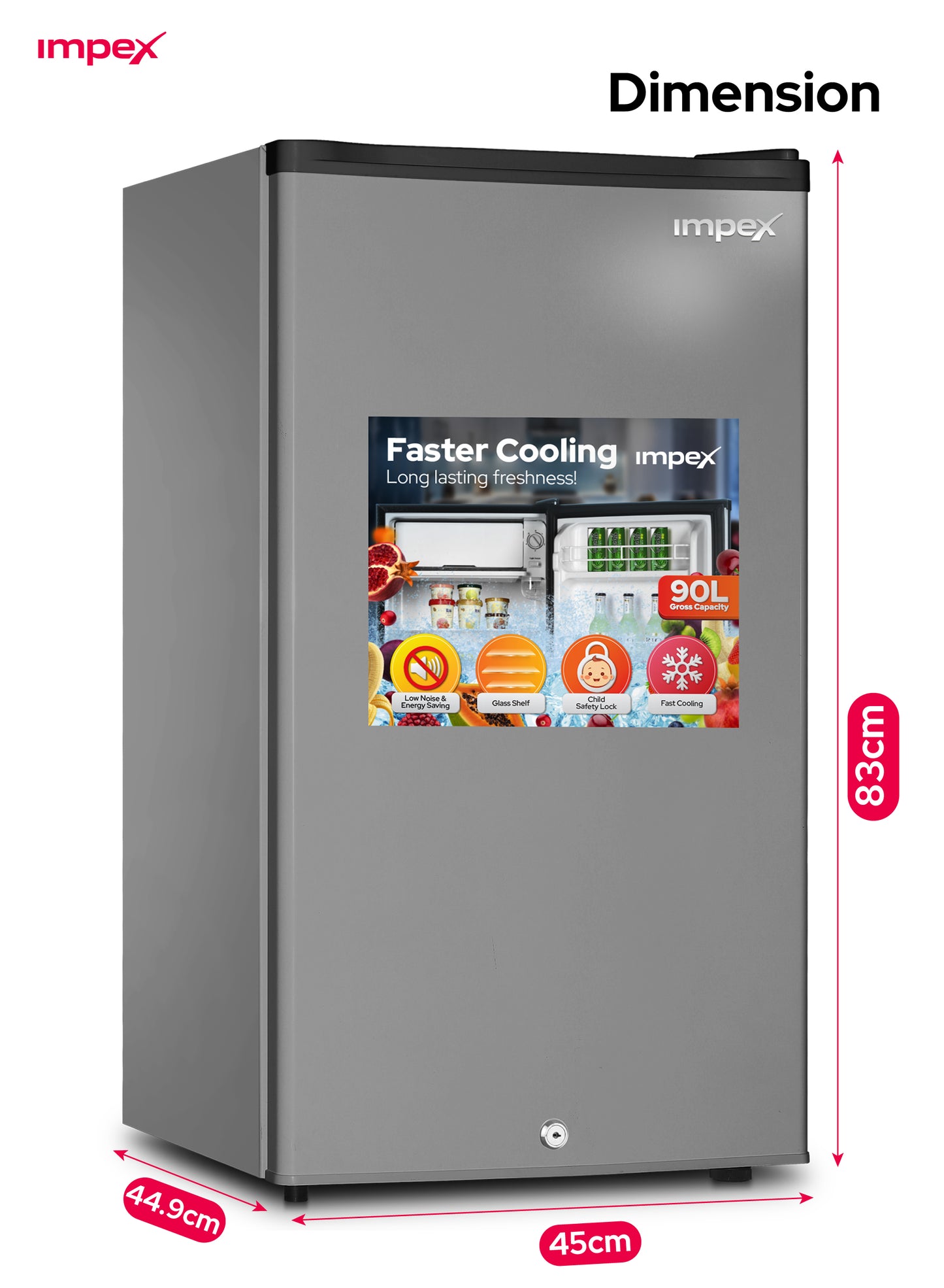 Impex 90L Single Door Refrigerator (IMRF140C) ثلاجة