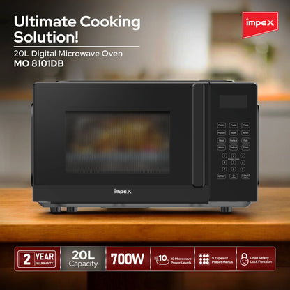 Impex 20Ltr Digital Microwave Oven 700W (MO8101DB) فرن المايكروويف الرقمي من إيمبكس سعة 20 لتر 700 واط (MO8101DB)