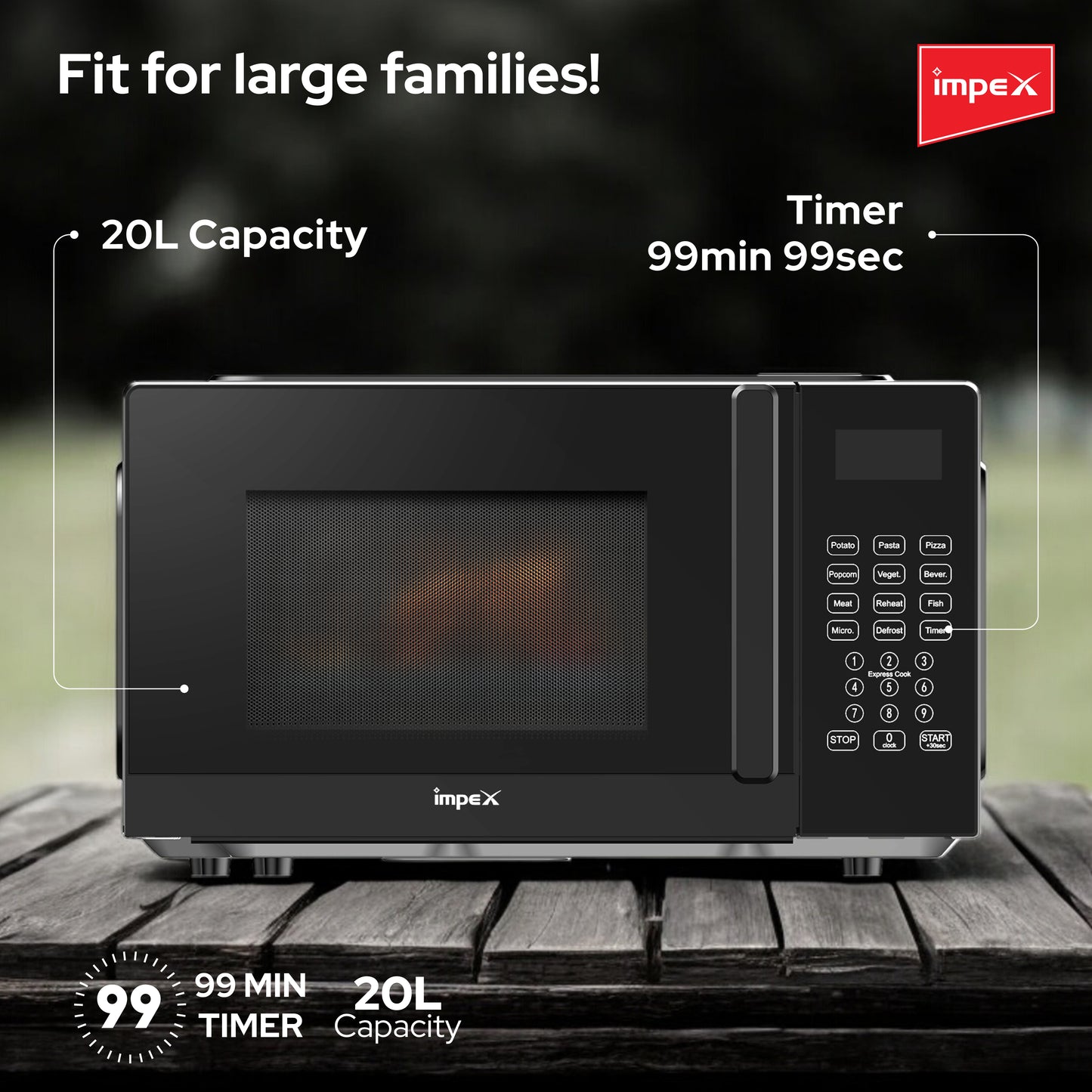 Impex 20Ltr Digital Microwave Oven 700W (MO8101DB) فرن المايكروويف الرقمي من إيمبكس سعة 20 لتر 700 واط (MO8101DB)
