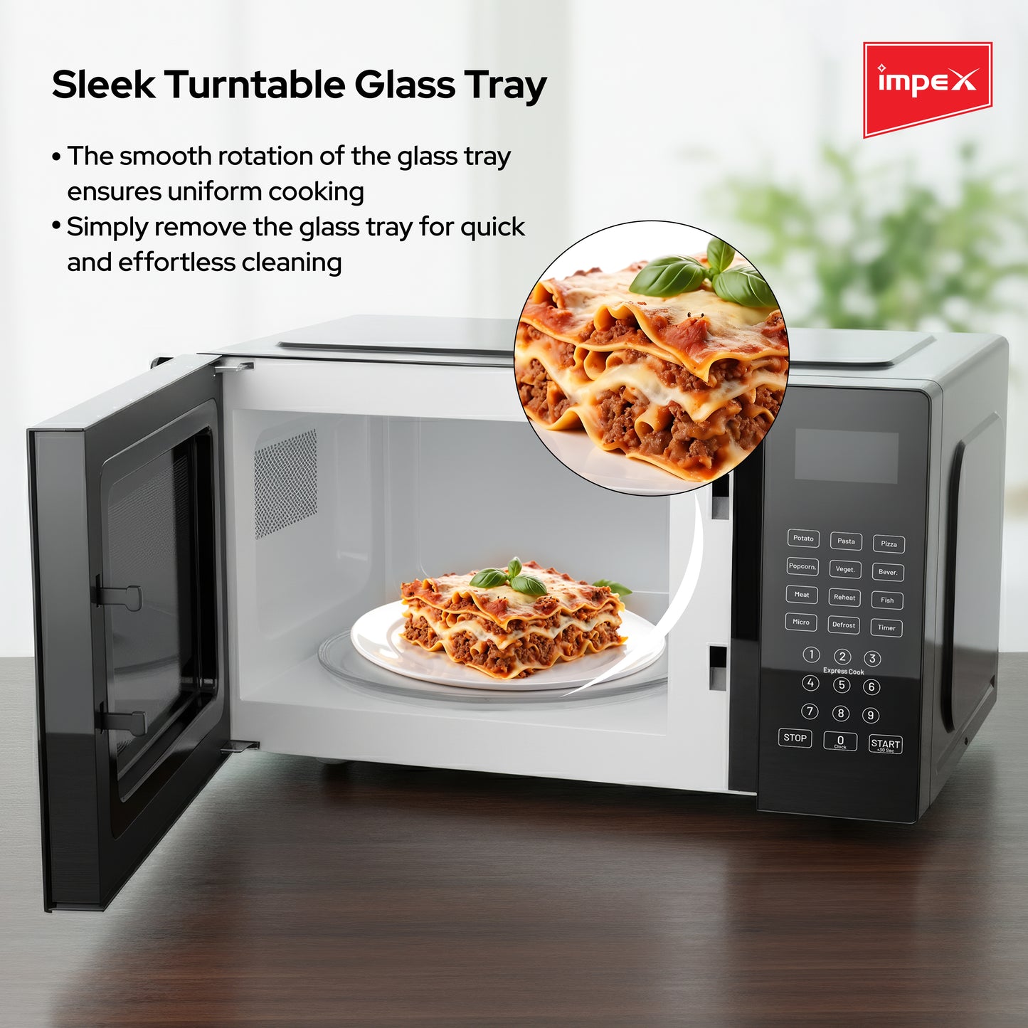 Impex 20Ltr Digital Microwave Oven 700W (MO8101DB) فرن المايكروويف الرقمي من إيمبكس سعة 20 لتر 700 واط (MO8101DB)