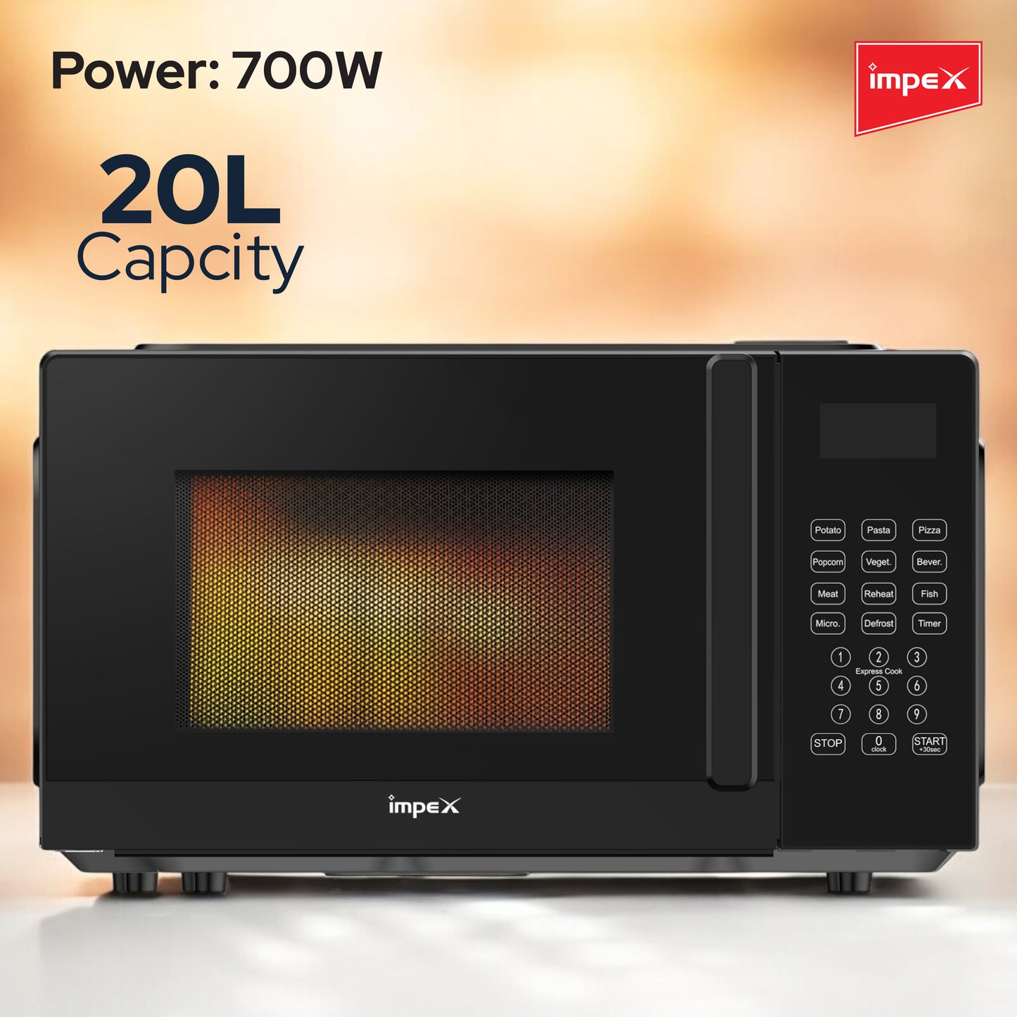 Impex 20Ltr Digital Microwave Oven 700W (MO8101DB) فرن المايكروويف الرقمي من إيمبكس سعة 20 لتر 700 واط (MO8101DB)