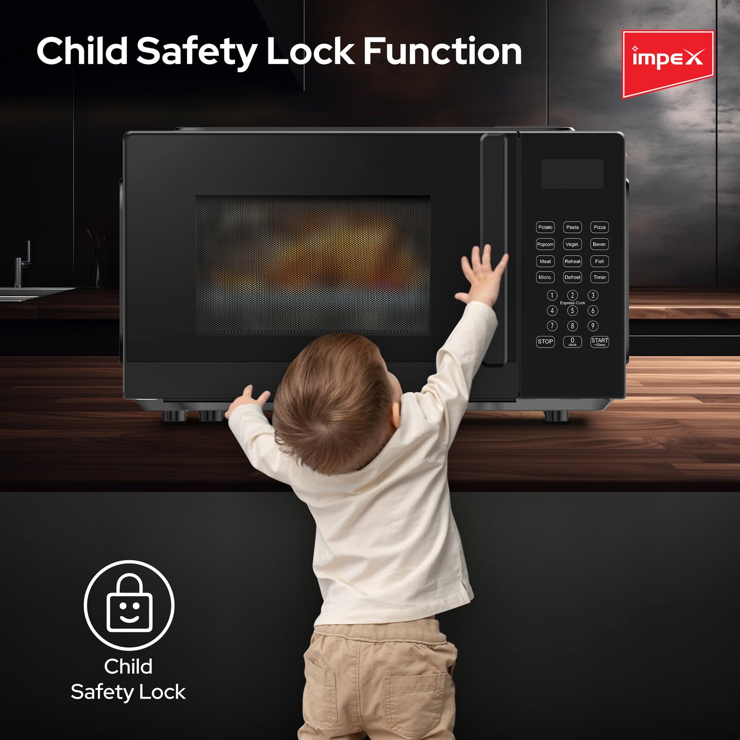 Impex 20Ltr Digital Microwave Oven 700W (MO8101DB) فرن المايكروويف الرقمي من إيمبكس سعة 20 لتر 700 واط (MO8101DB)