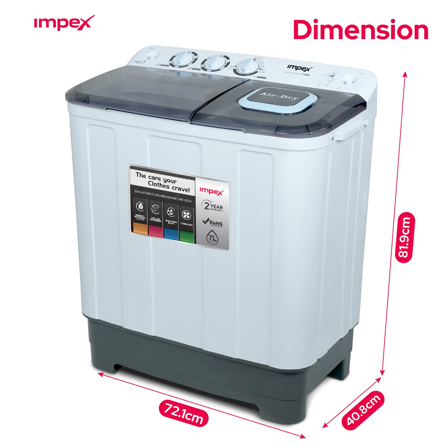 غسالة ملابس Washing Machine WM 4204 7KG