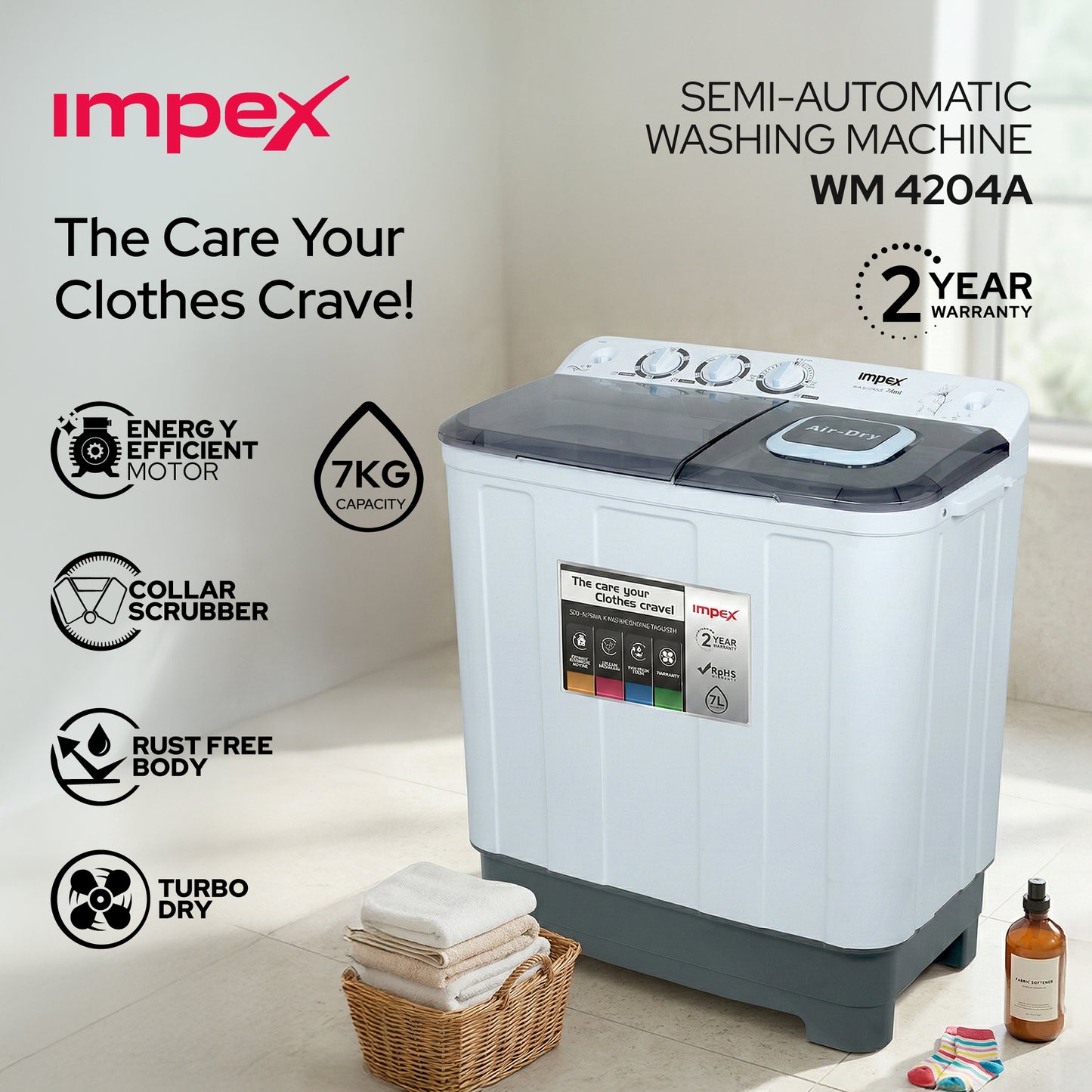 غسالة ملابس Washing Machine WM 4204 7KG