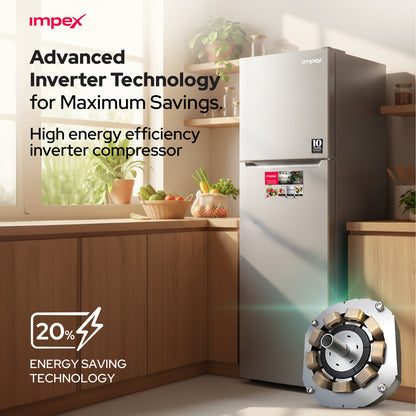 Impex 270L No Frost Inverter Refrigerator (IRF250S) ثلاجة
