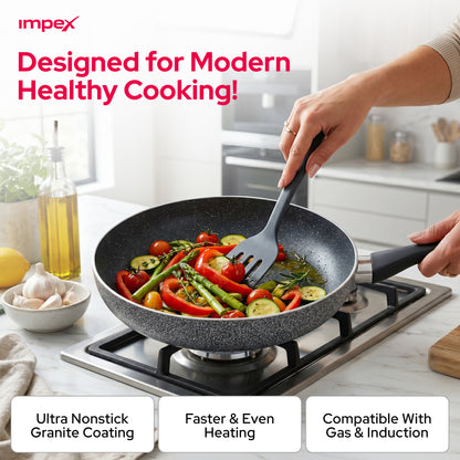 Impex Royal Nonstick Granite Cookware 7Pcs Set NCB7104 أواني طهي جرانيت غير لاصقة