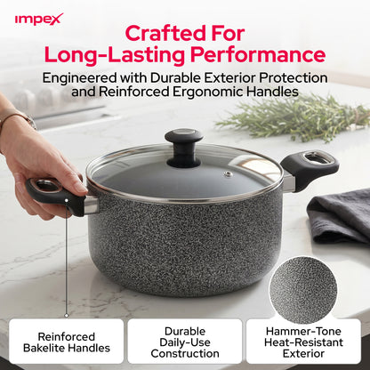 Impex Royal Nonstick Granite Cookware 7Pcs Set NCB7104 أواني طهي جرانيت غير لاصقة