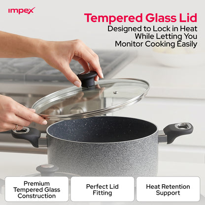 Impex Royal Nonstick Granite Cookware 7Pcs Set NCB7104 أواني طهي جرانيت غير لاصقة