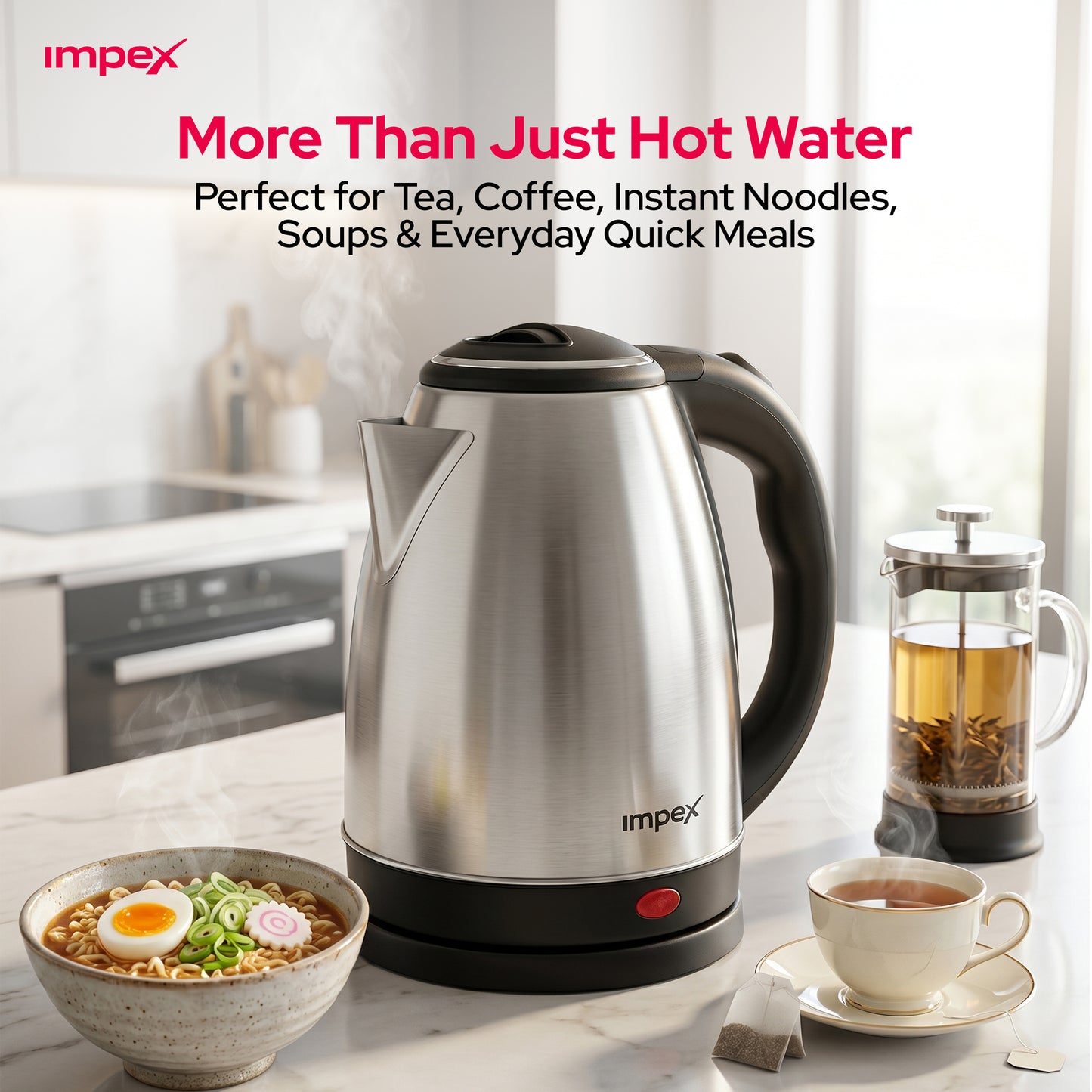 Impex Electric Kettle 1.8 ltr SS Steamer 1803 غلاية كهربائية